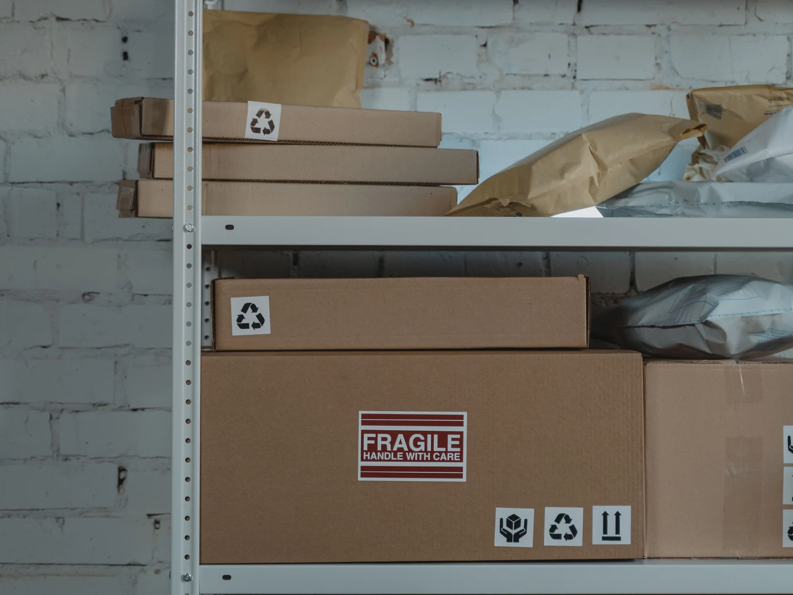 Cardboard cartons prepared for packing and dispatch